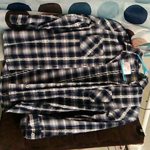 White and blue button-down shirt